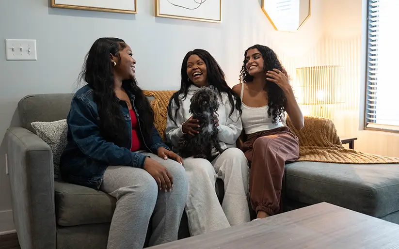 group of young adults relaxing at home