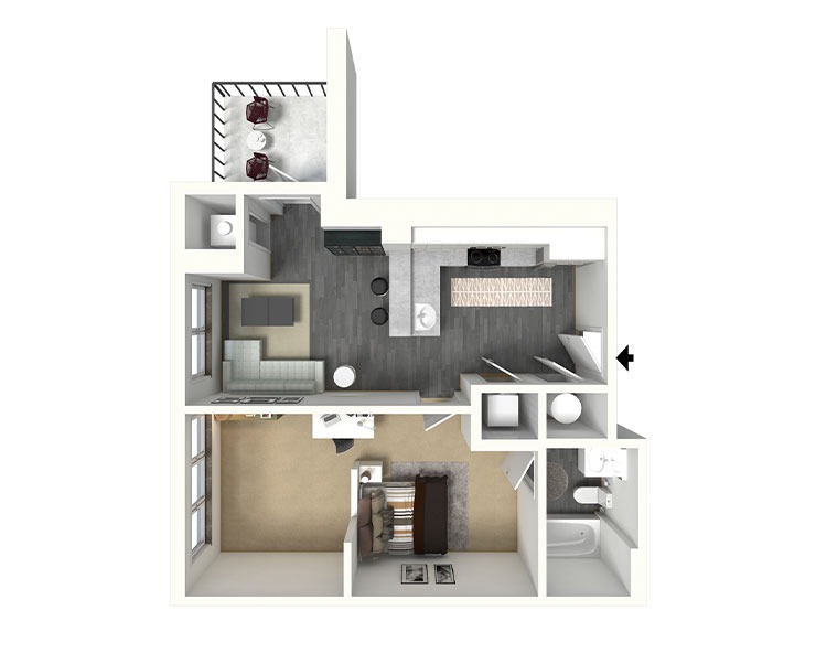 Arden - 1x1 Floor plan